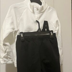 Kids' Cozy White and Black Jogger Set